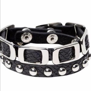 NWT MASSI DOUBLE WRAP LEATHER & SILVER BRACELET